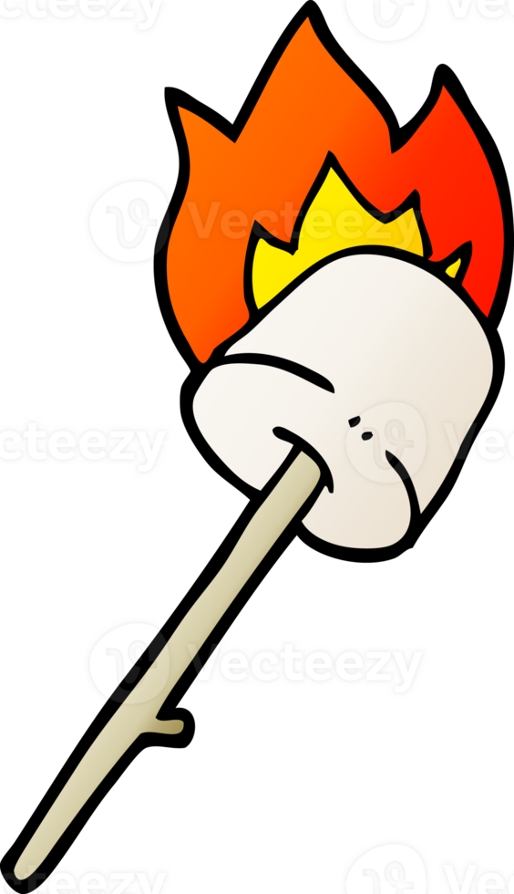 cartoon doodle marshmallow on stick png