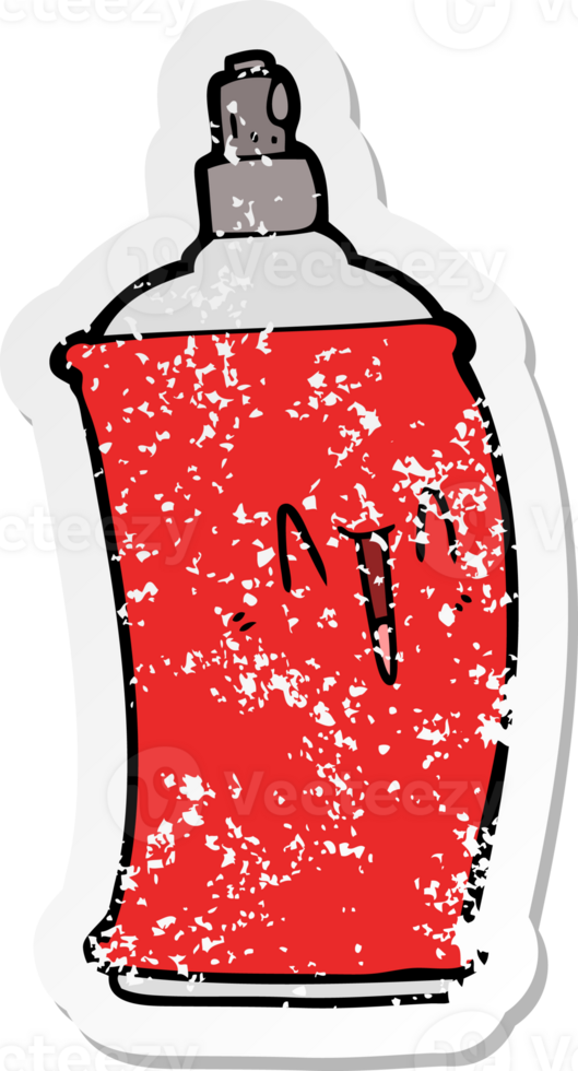 distressed sticker of a cartoon happy spray can png