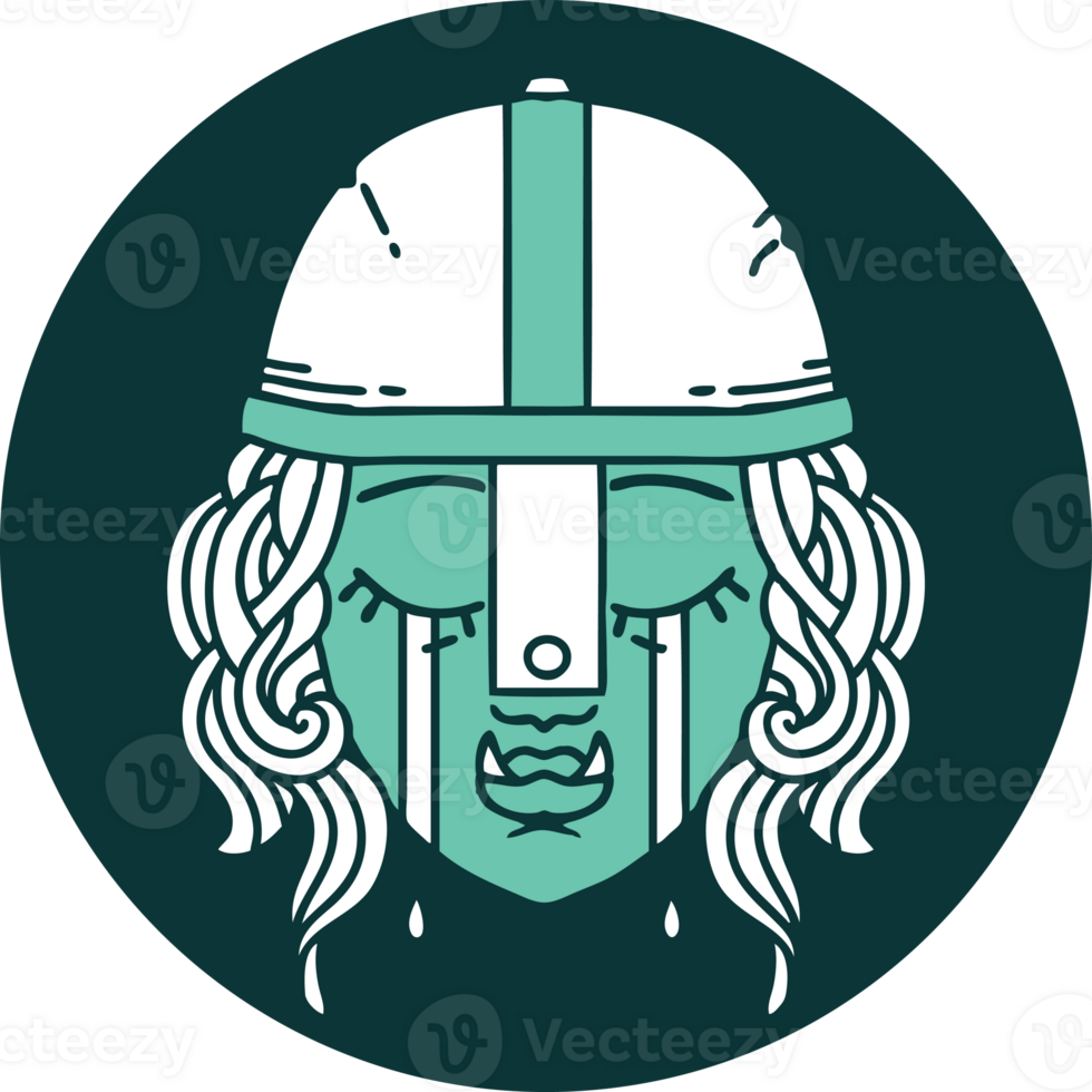icon of crying orc fighter character face png
