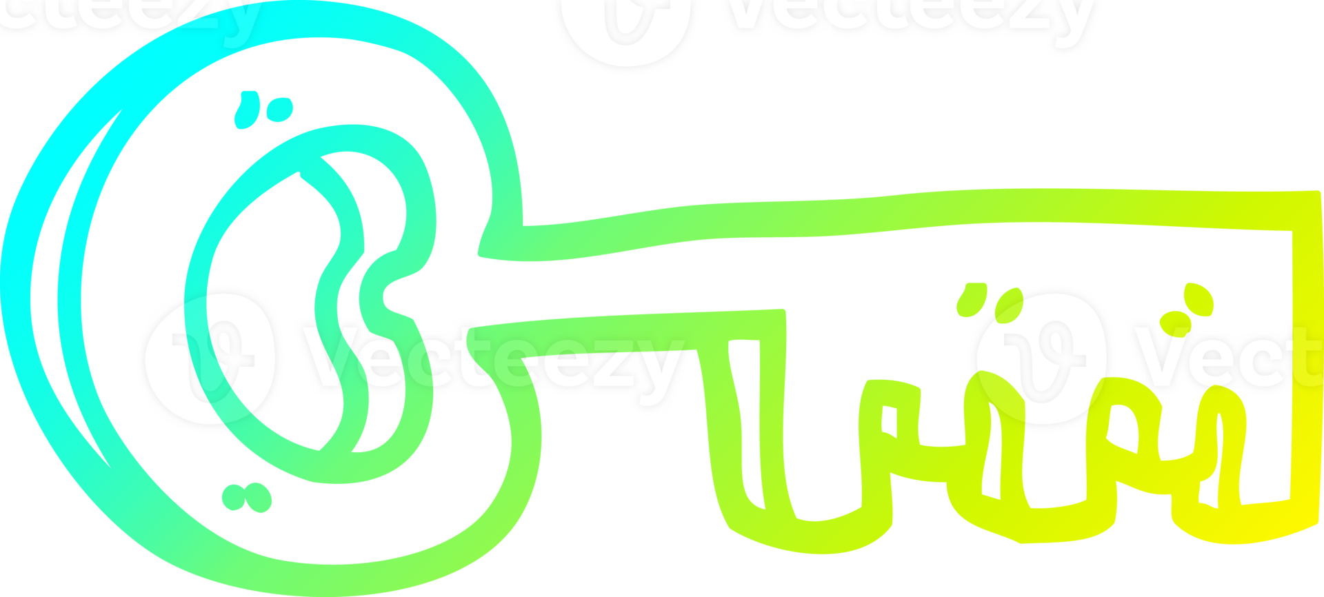 cold gradient line drawing of a cartoon gold key png