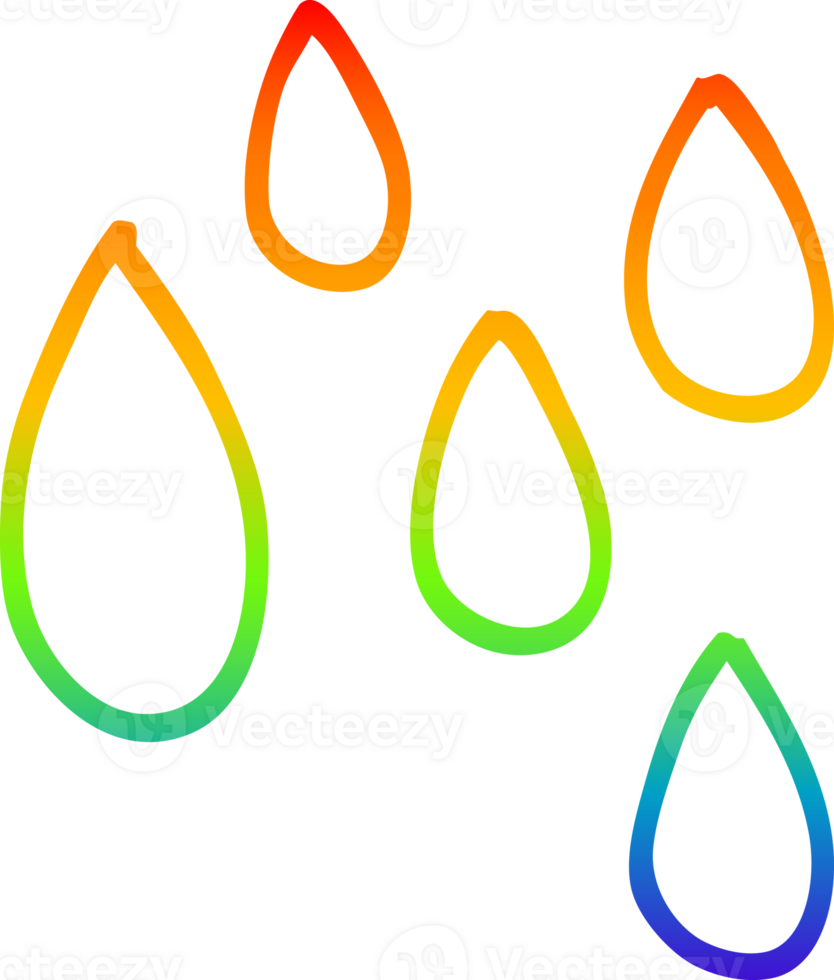 rainbow gradient line drawing of a cartoon rain drop png