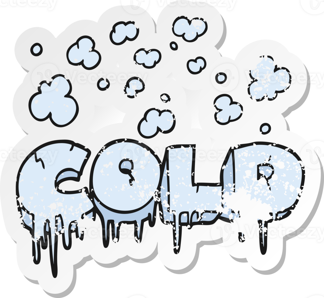 retro distressed sticker of a cartoon cold text symbol png