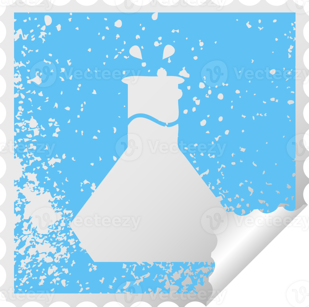 distressed square peeling sticker symbol of a science experiment png