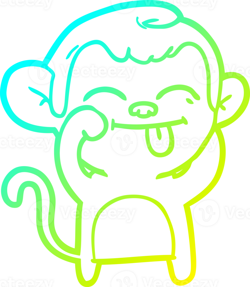cold gradient line drawing of a funny cartoon monkey png
