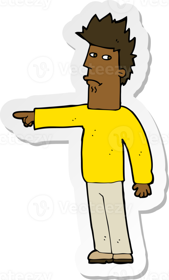 sticker of a cartoon man pointing png