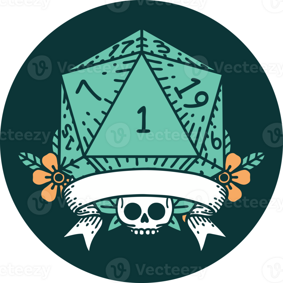 icon of natural one d20 dice roll png