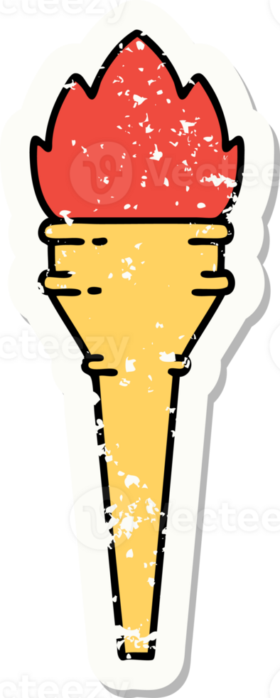 distressed sticker tattoo in traditional style of a lit torch png