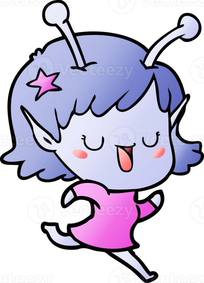 happy alien girl cartoon png