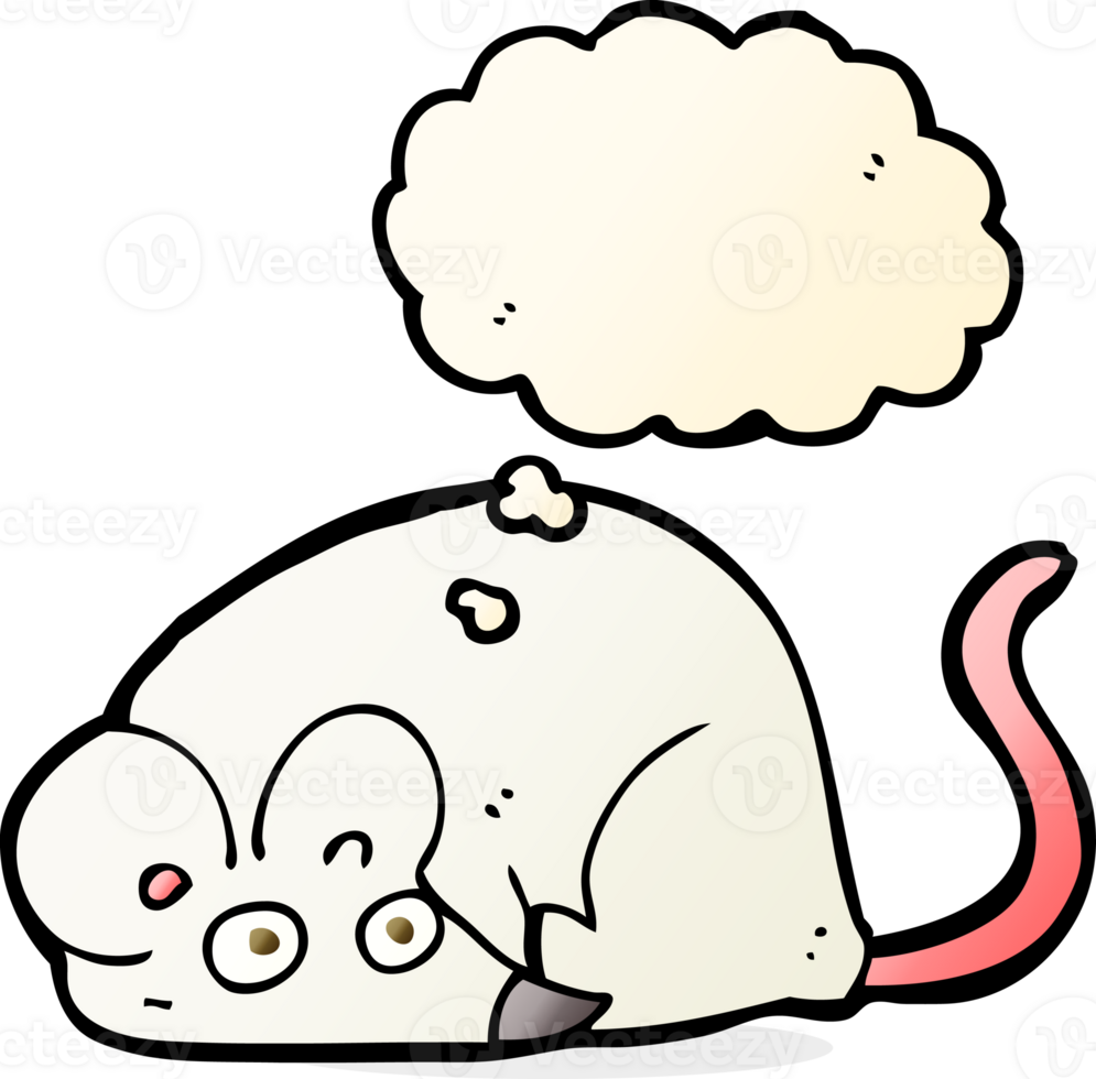 cartoon white mouse with thought bubble png