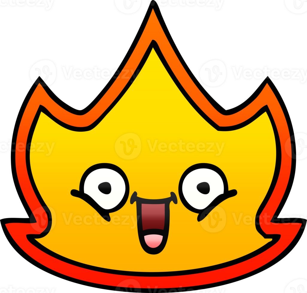 gradient shaded cartoon of a happy fire png