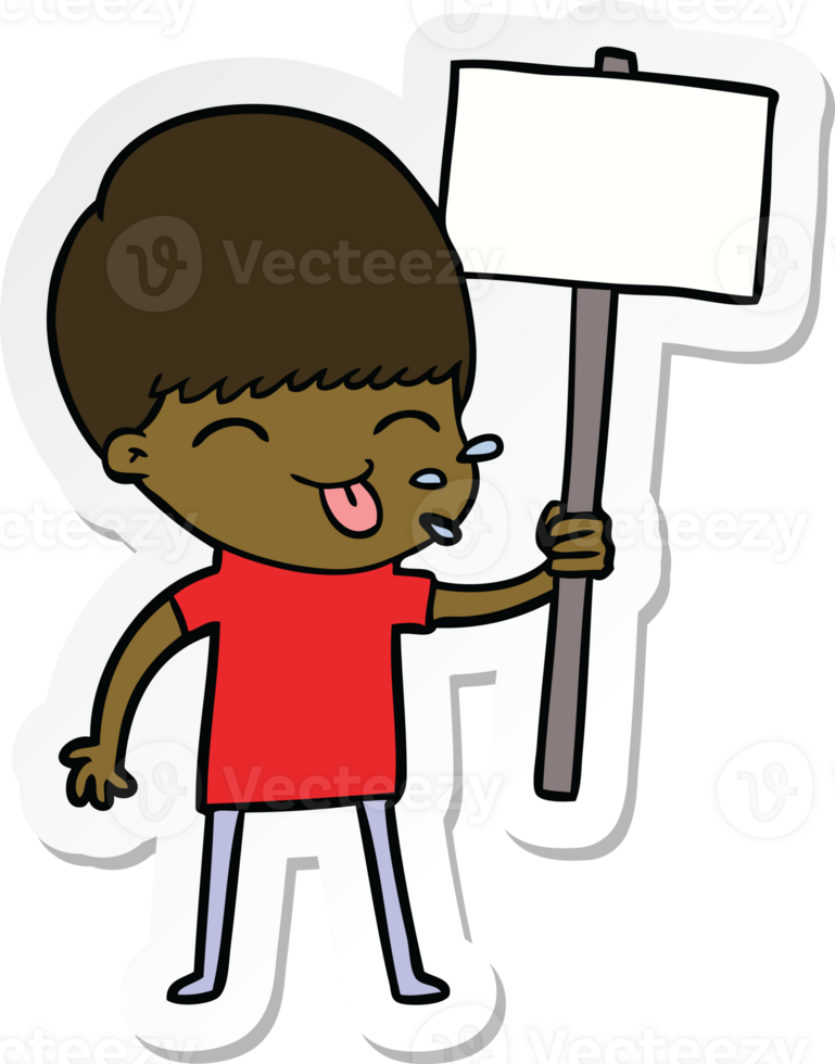 sticker of a happy cartoon boy png