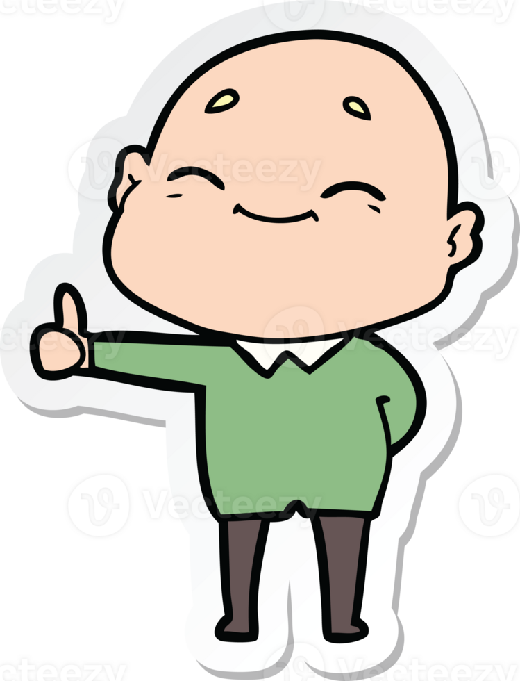 sticker of a happy cartoon bald man png