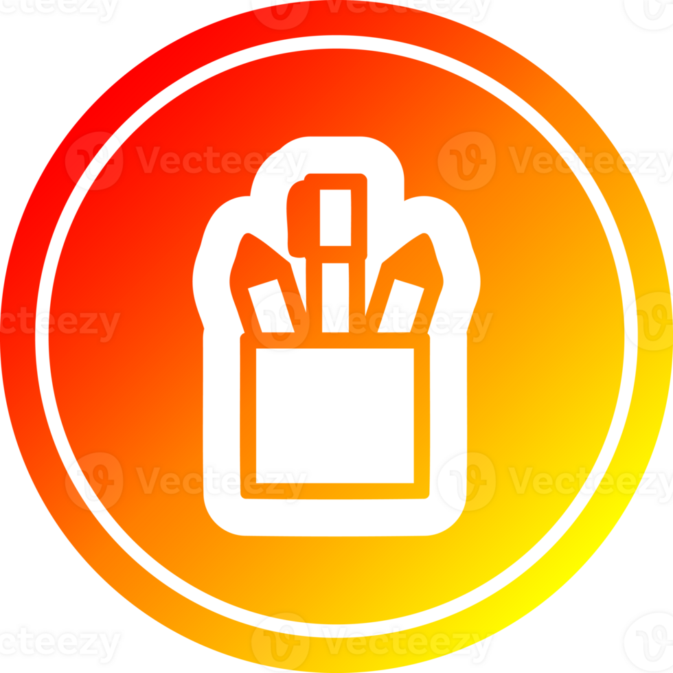 pencil pot circular icon with warm gradient finish png