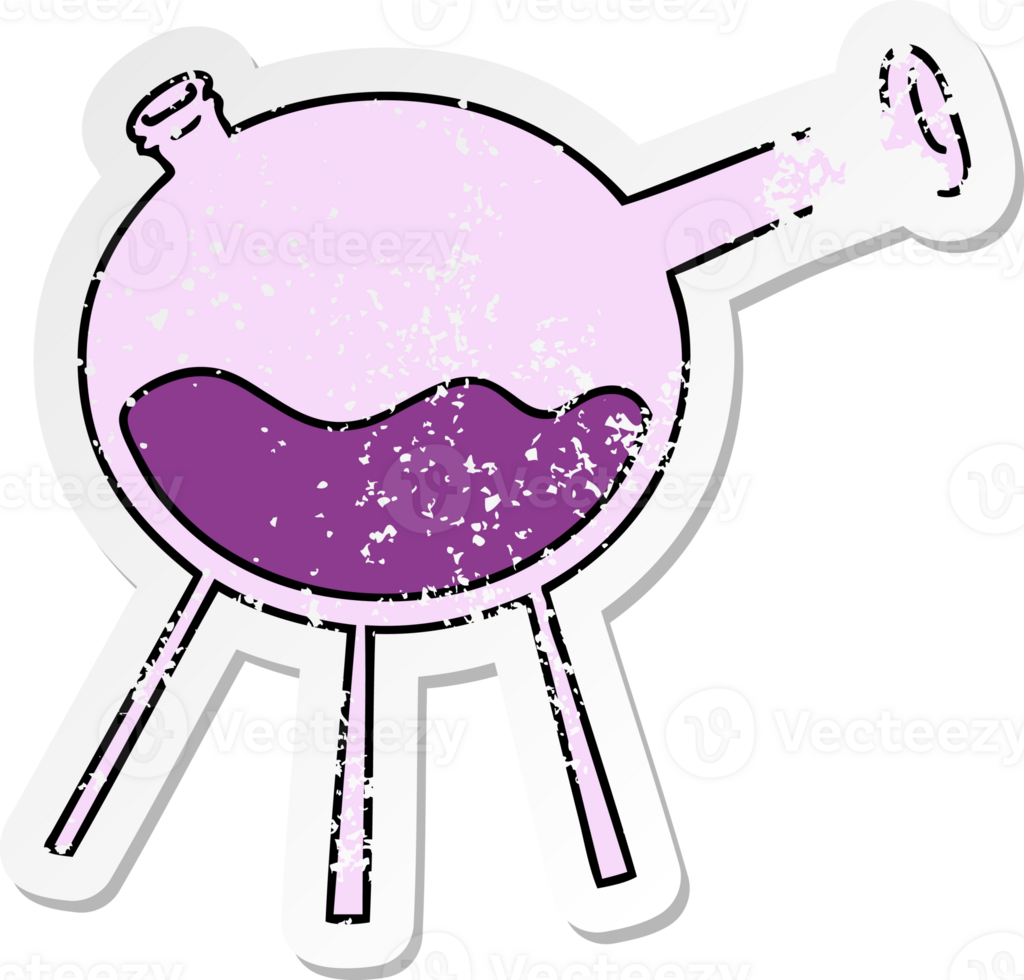 hand drawn distressed sticker cartoon doodle of a science test tube png