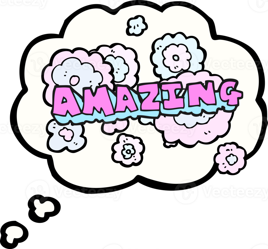 drawn thought bubble cartoon amazing word png