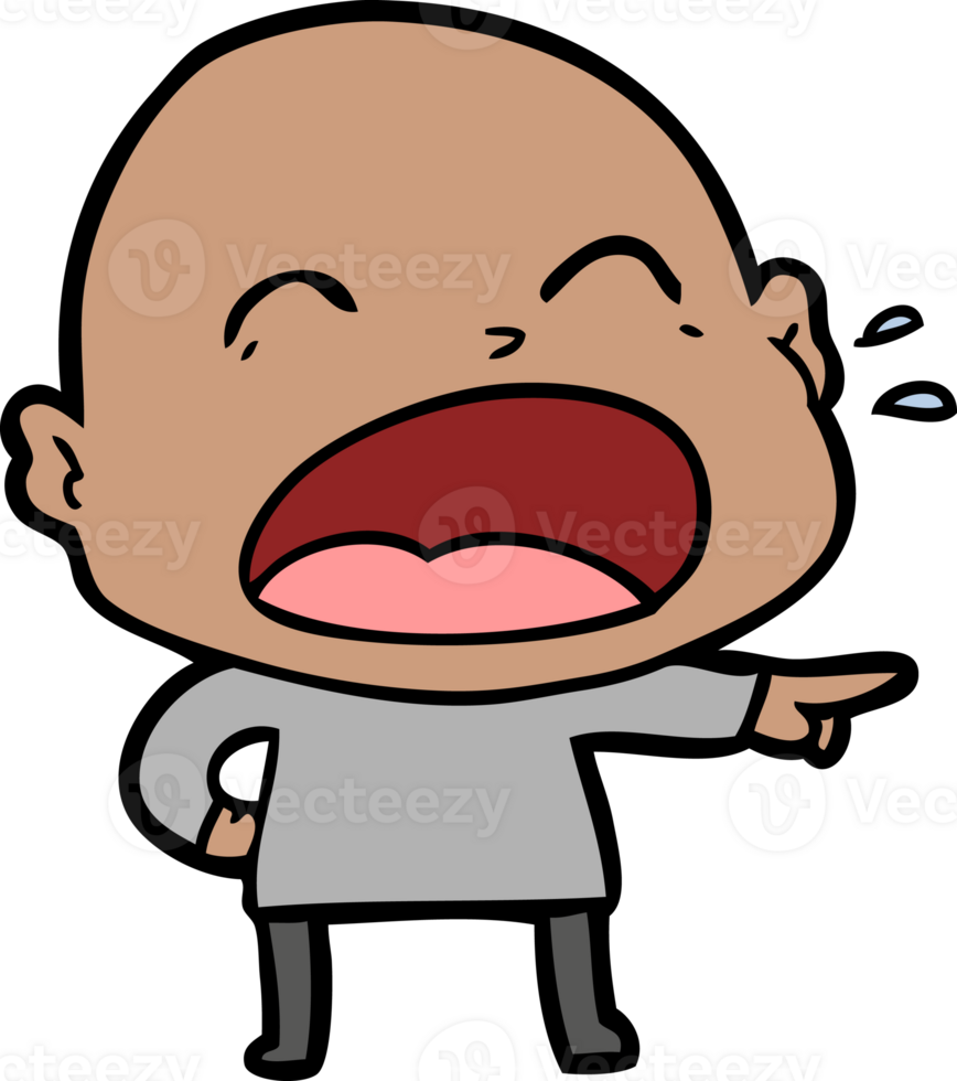 cartoon shouting bald man png