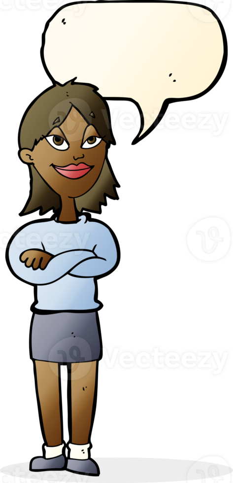 cartoon proud woman with speech bubble png
