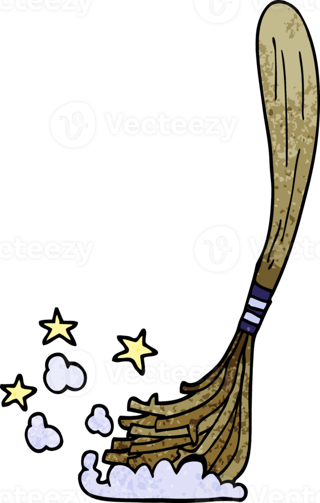 cartoon doodle magic broom png