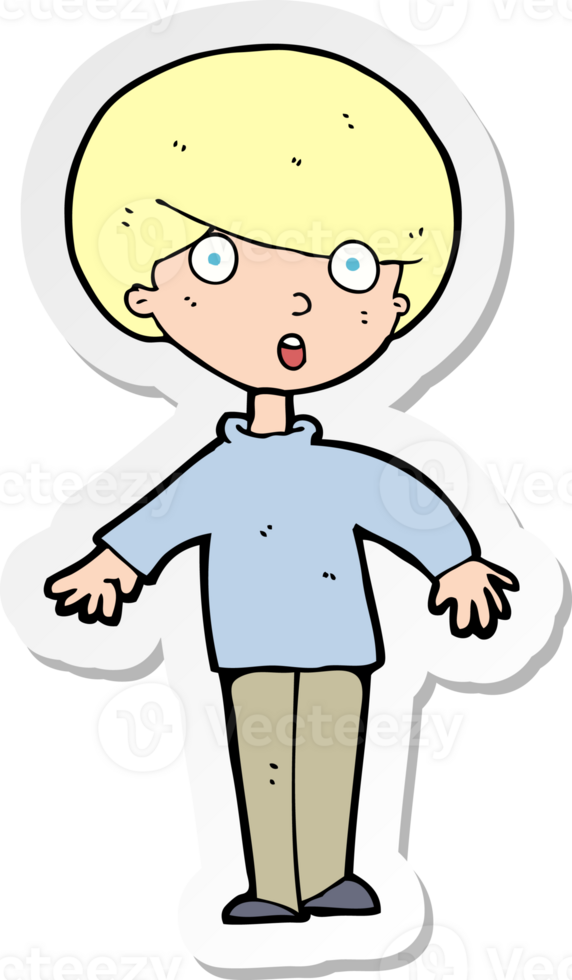 sticker of a cartoon surprised man png