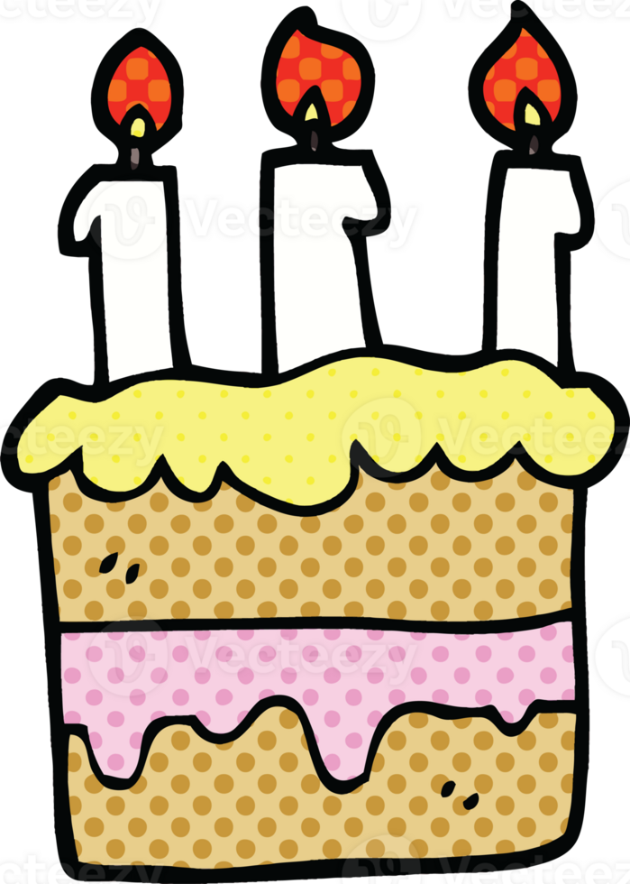 comic book style cartoon birthday cake png