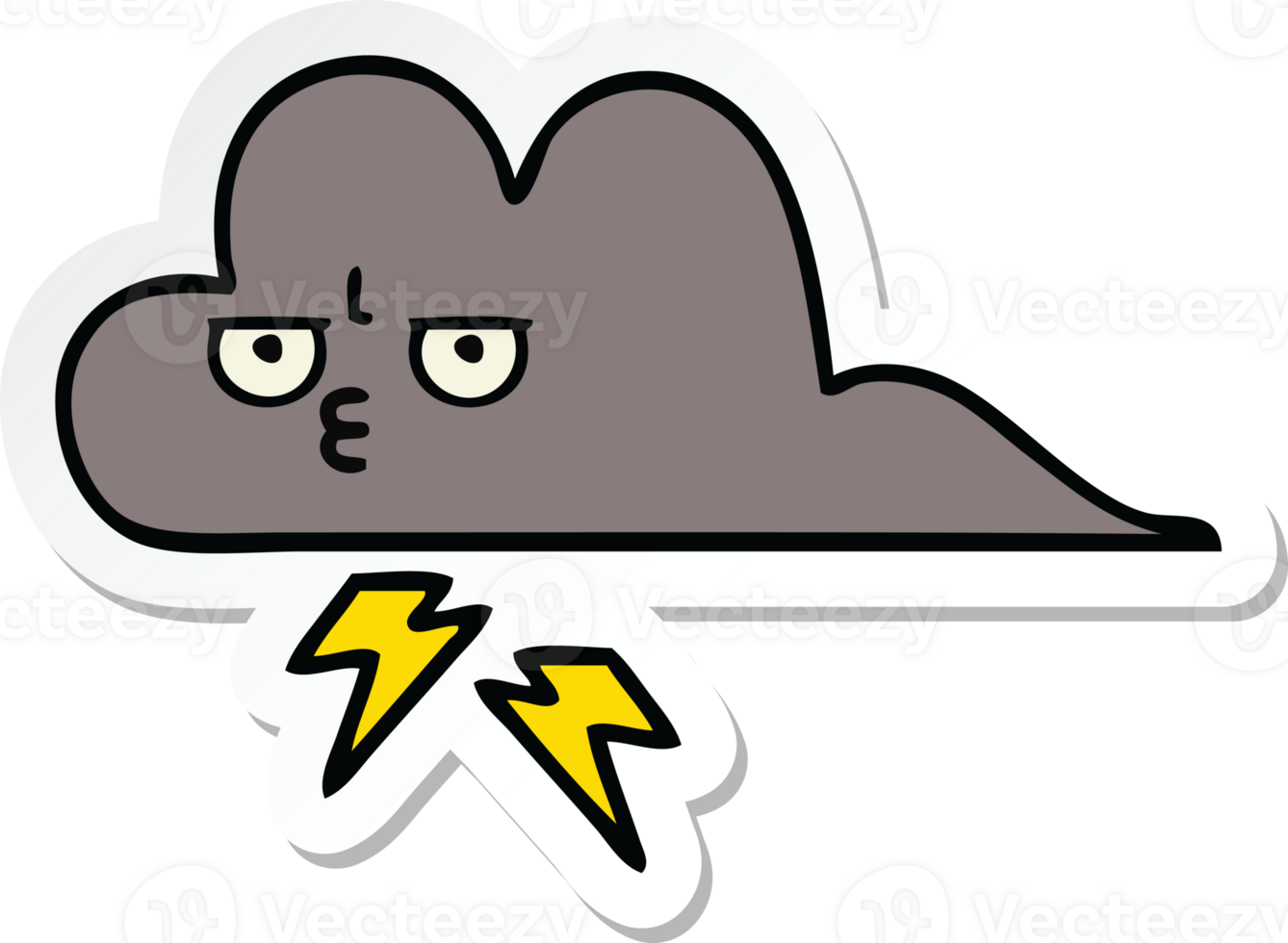sticker of a cute cartoon storm cloud png
