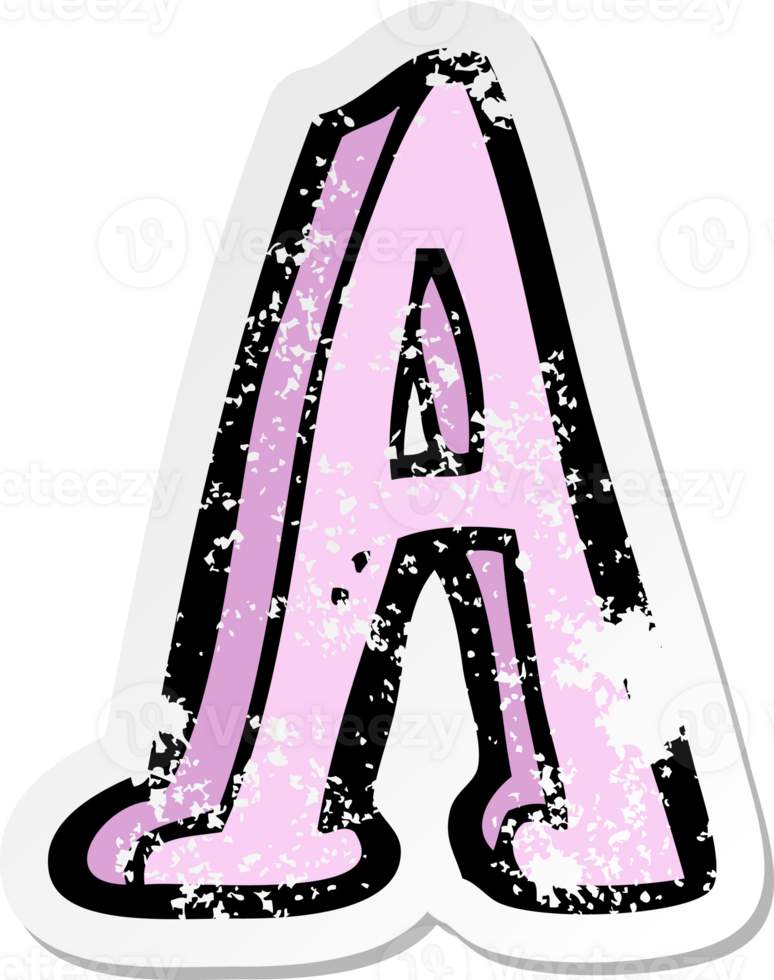 retro distressed sticker of a cartoon letter A png