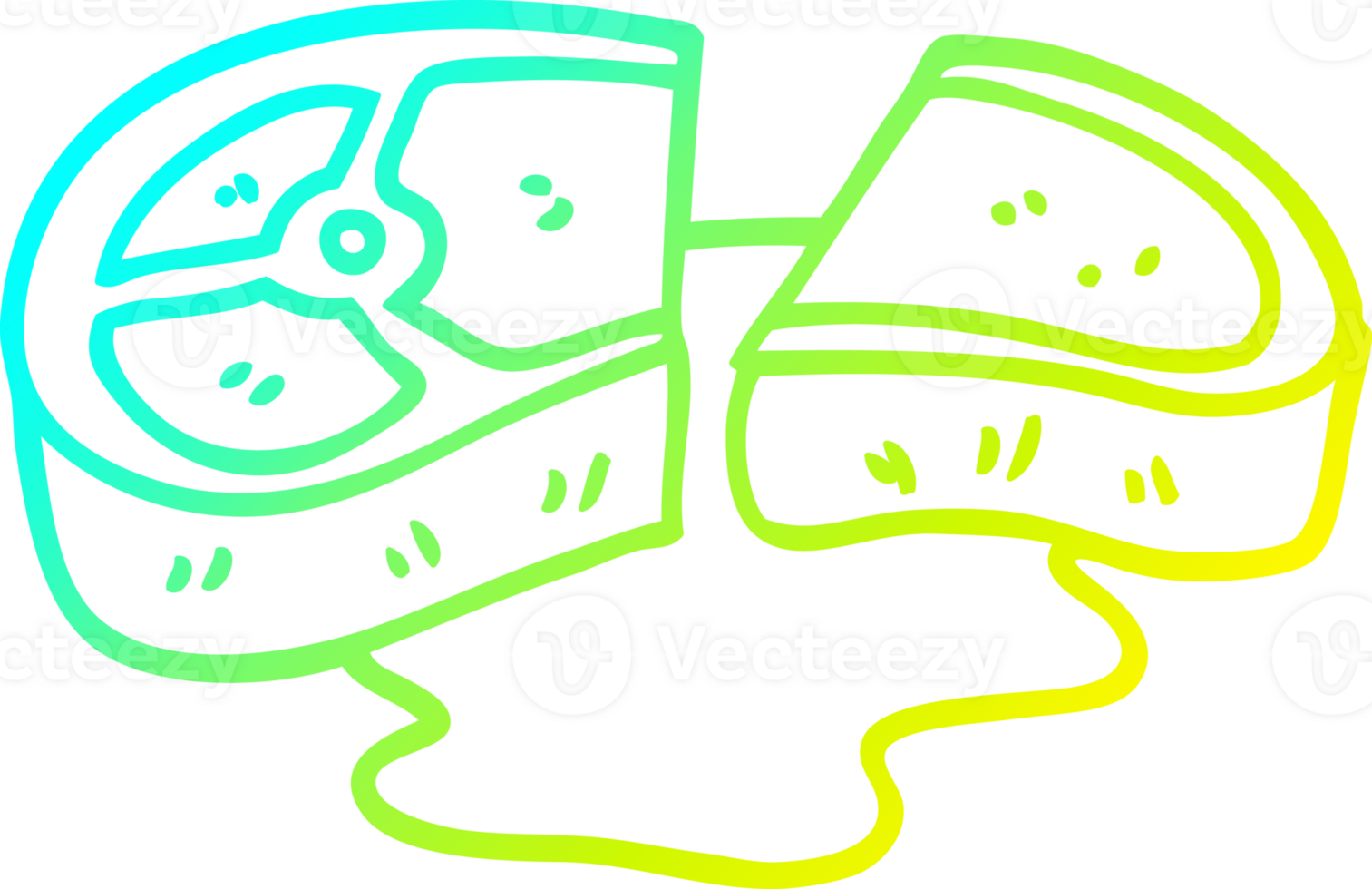 cold gradient line drawing of a cartoon well cooked meat png