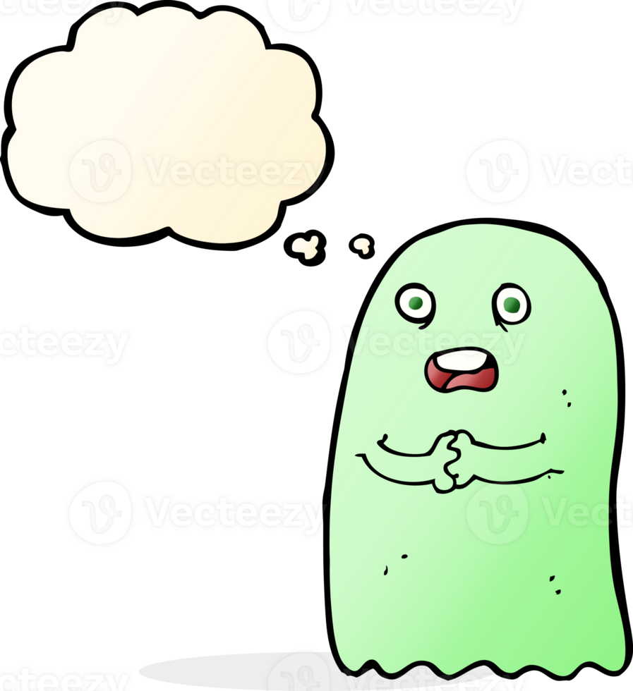 funny cartoon ghost with thought bubble png