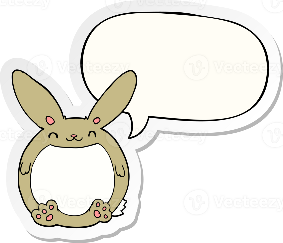 cartoon rabbit with speech bubble sticker png