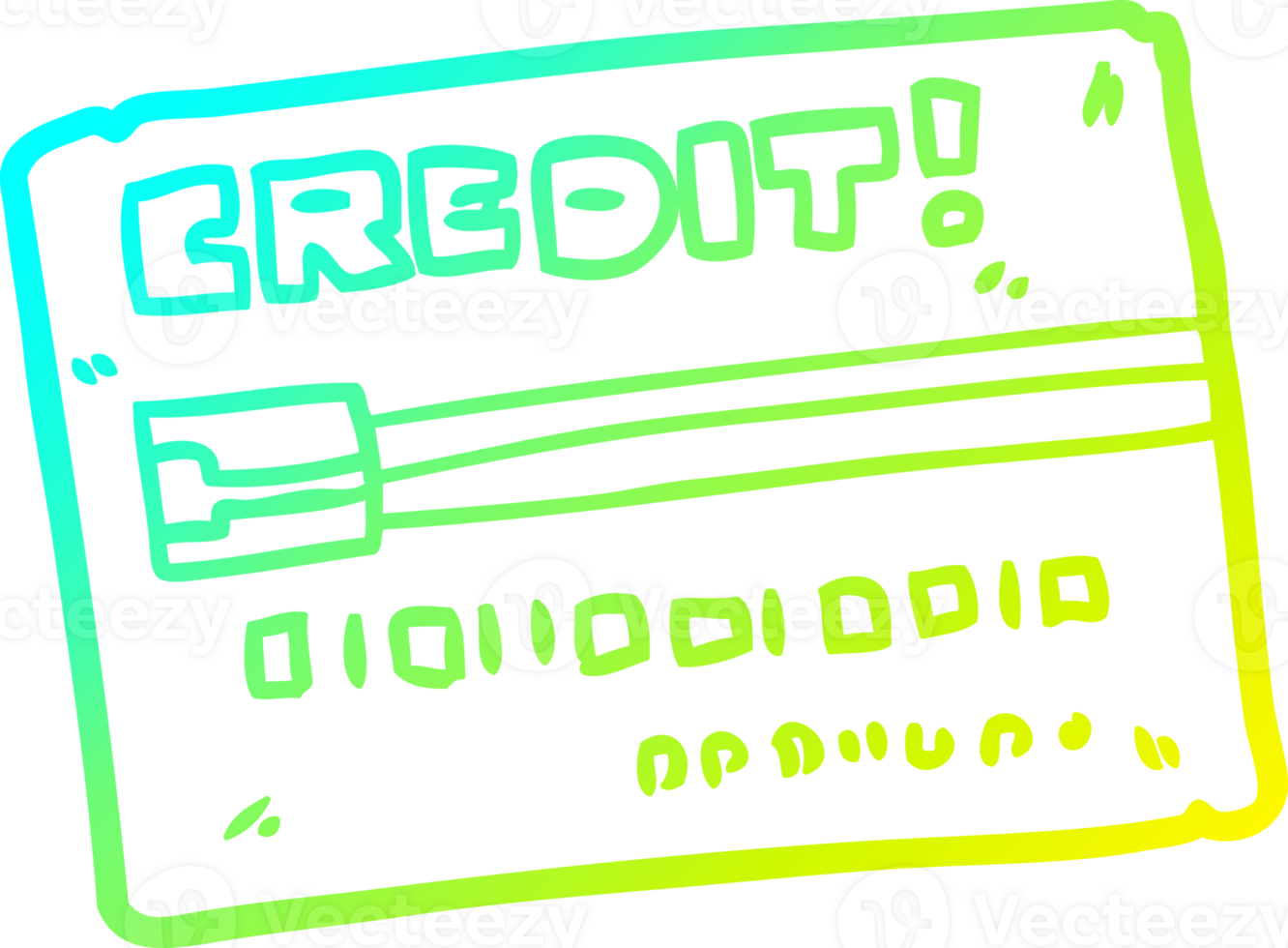 cold gradient line drawing of a cartoon credit card png