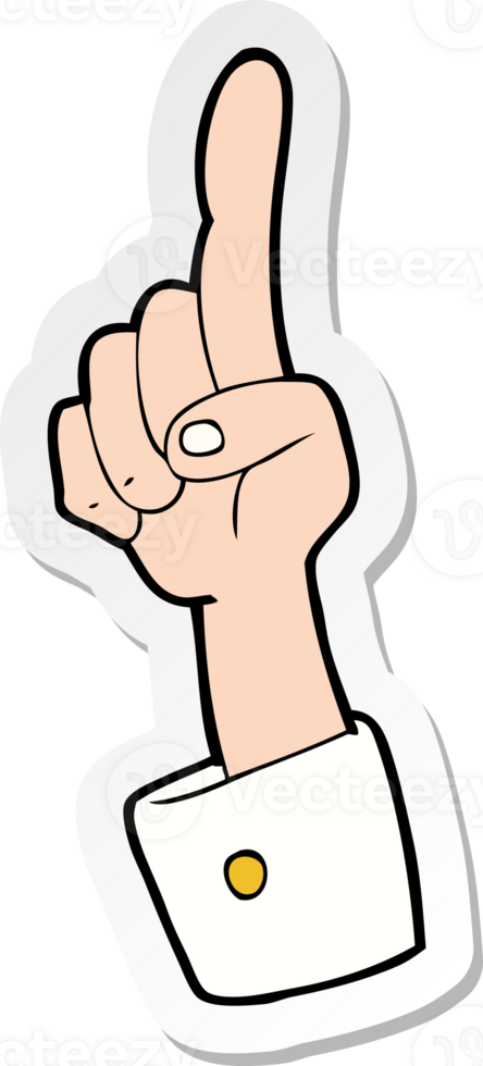 sticker of a cartoon pointing hand png