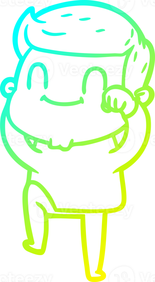 cold gradient line drawing of a cartoon friendly man png