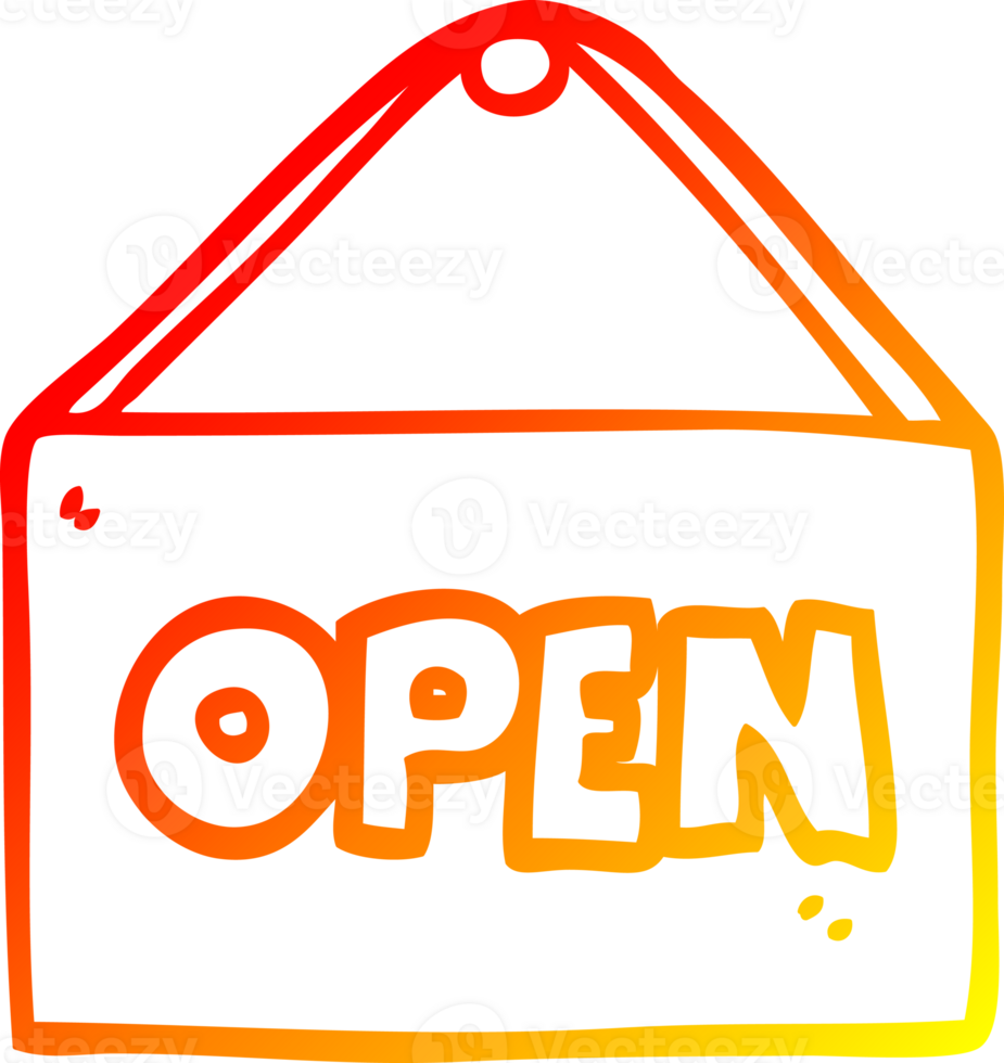 warm gradient line drawing of a cartoon open sign png
