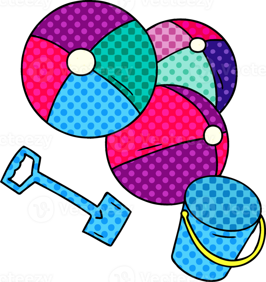 hand drawn cartoon doodle beach balls with a bucket and spade 45199428 PNG