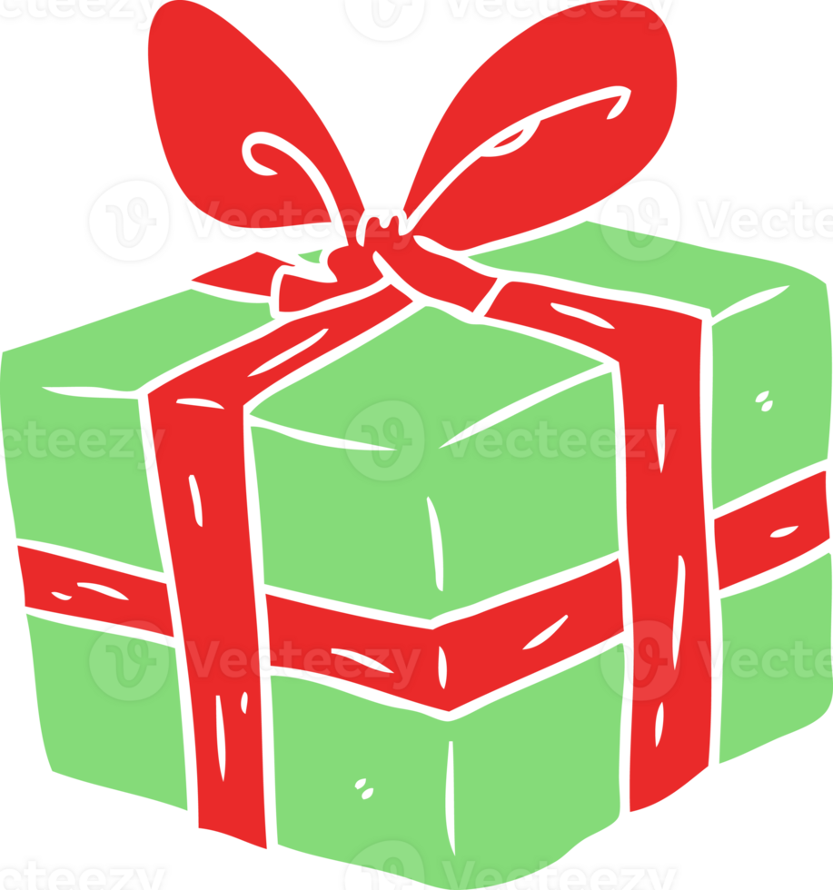 flat color style cartoon wrapped gift png