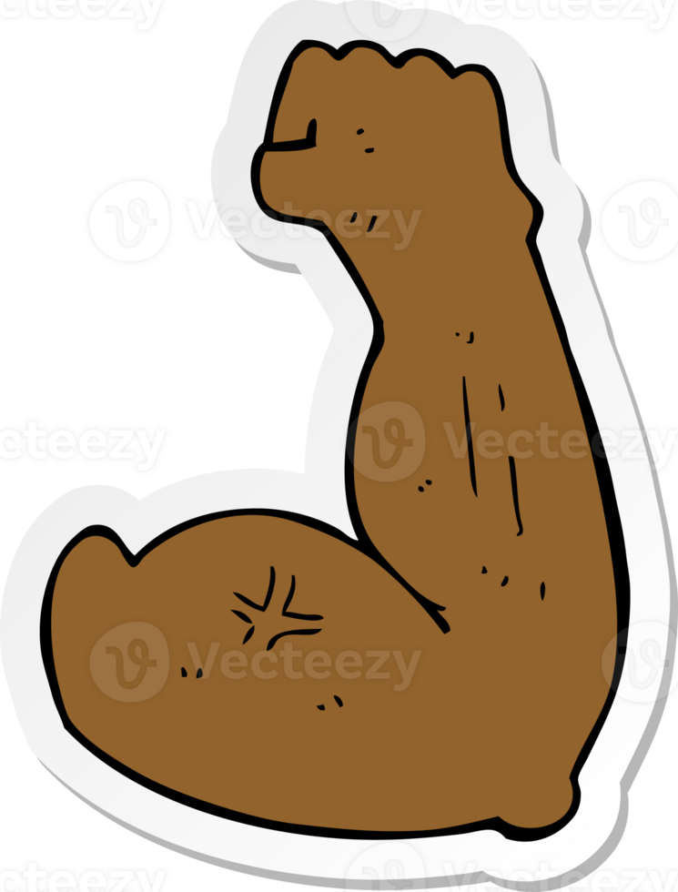 sticker of a flexing strong arm cartoon png