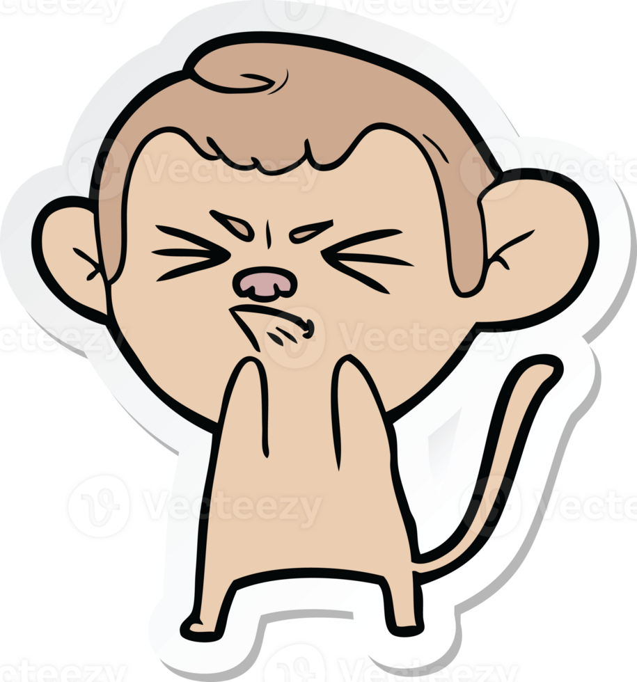 sticker of a cartoon annoyed monkey png