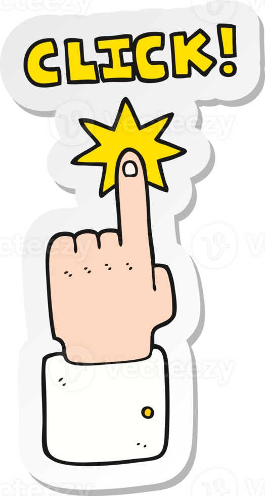 sticker of a cartoon click sign with finger png