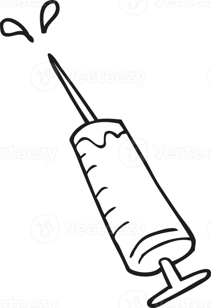 drawn black and white cartoon medical needle png