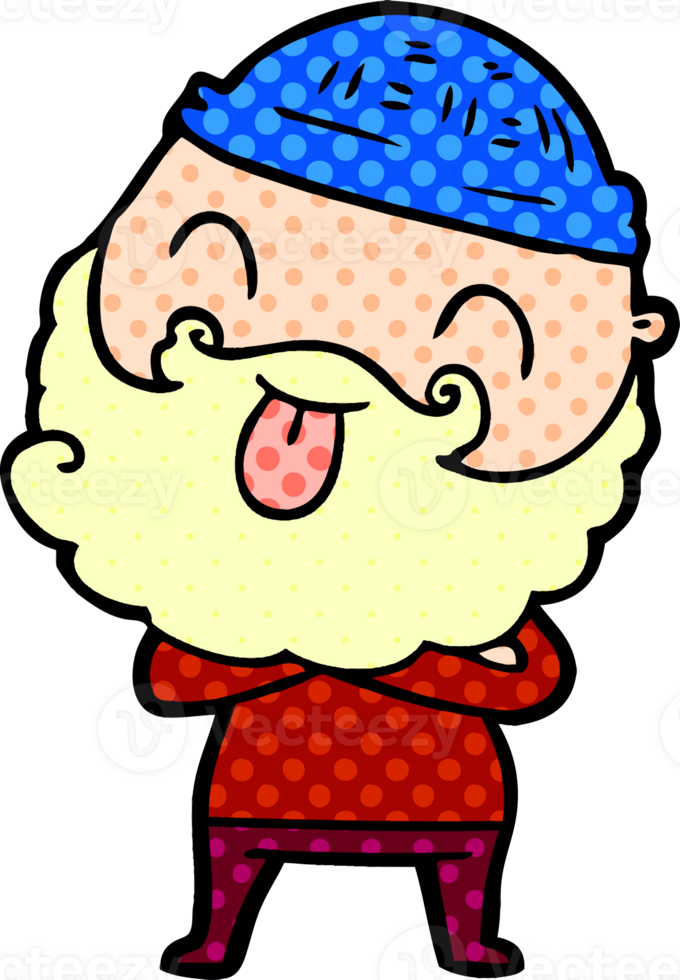 man with beard sticking out tongue png