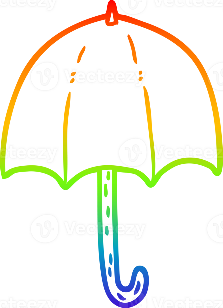 rainbow gradient line drawing of a open umbrella png