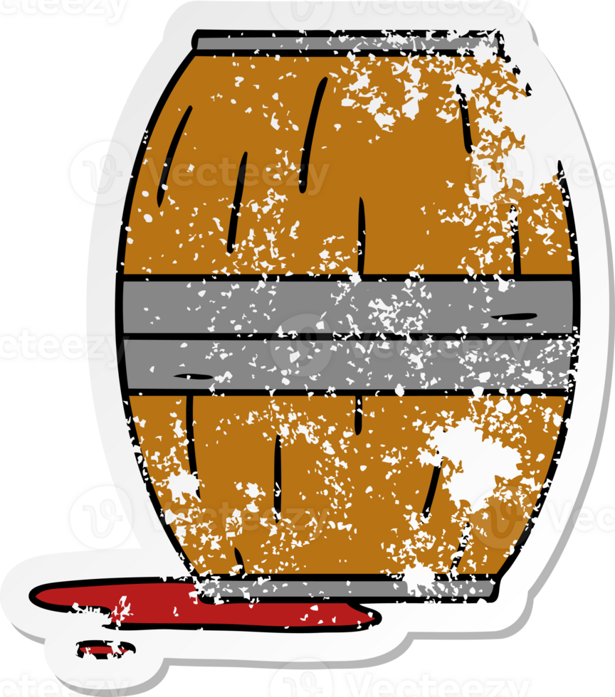 hand drawn distressed sticker cartoon doodle of a wine barrel png
