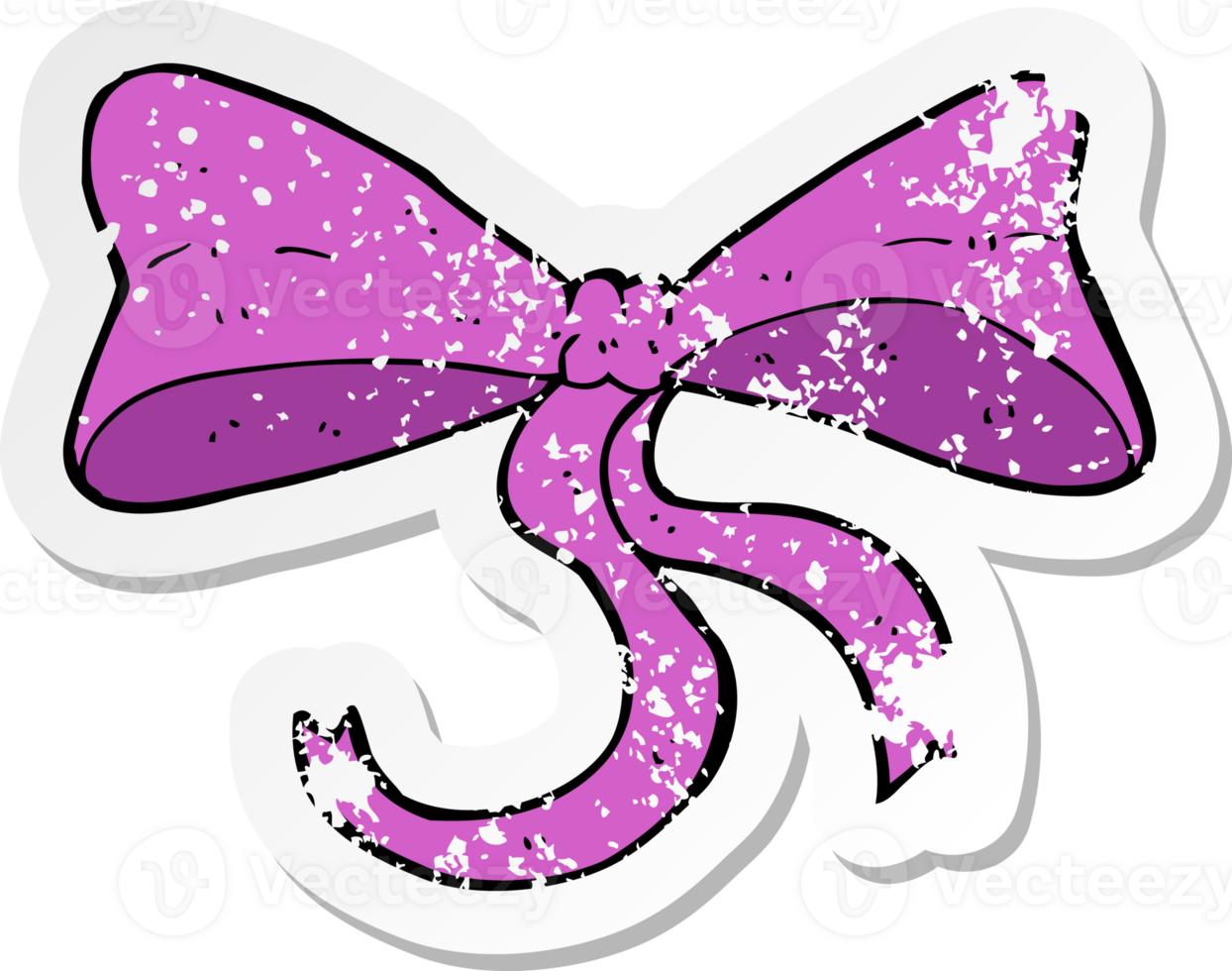 retro distressed sticker of a cartoon bow png