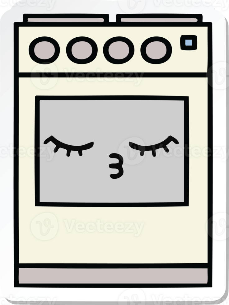 sticker of a cute cartoon kitchen oven png