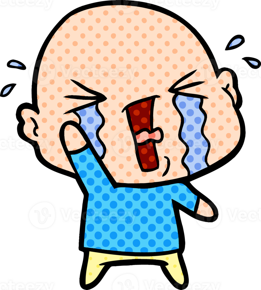 cartoon crying bald man png