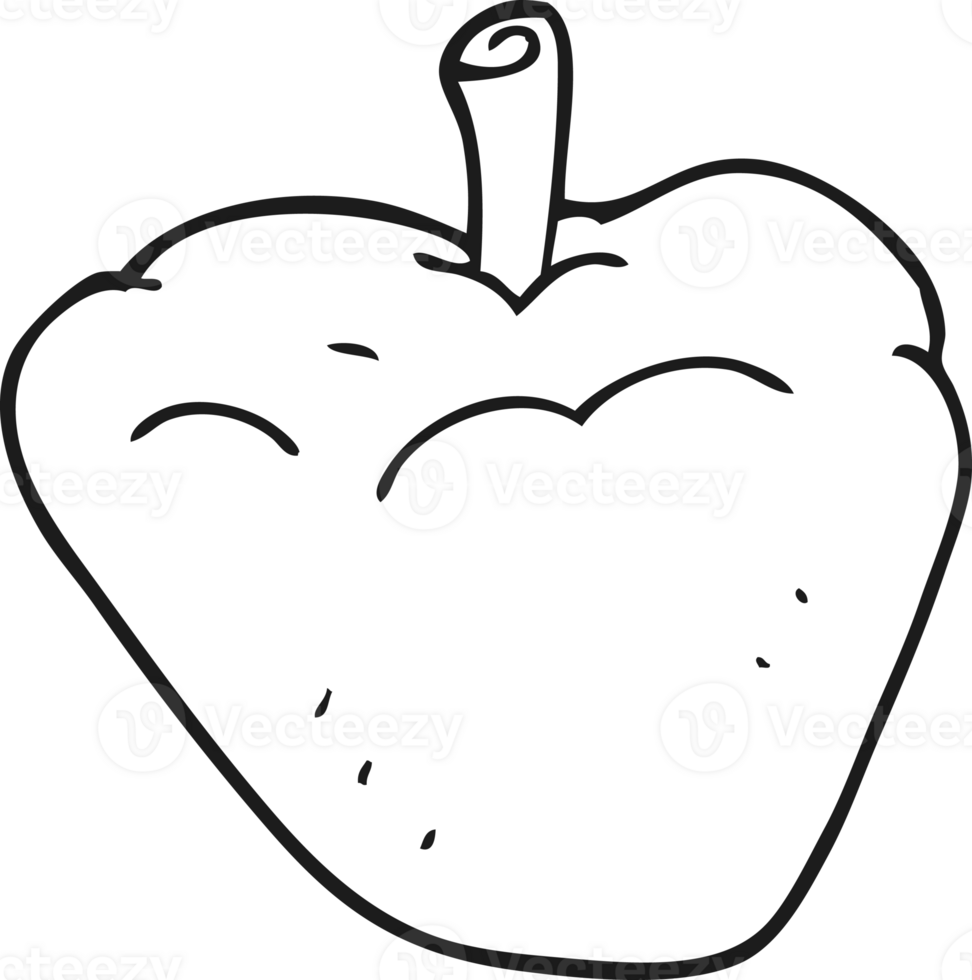 drawn black and white cartoon organic apple png
