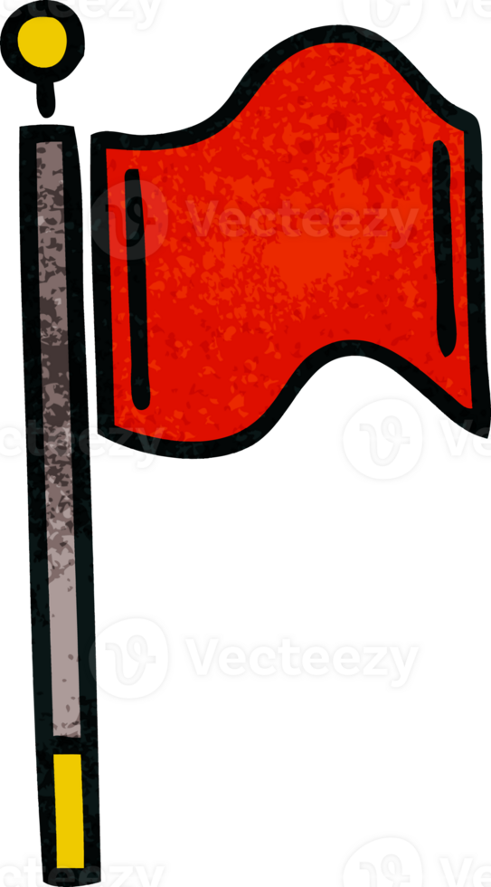 retro grunge texture cartoon of a red flag png