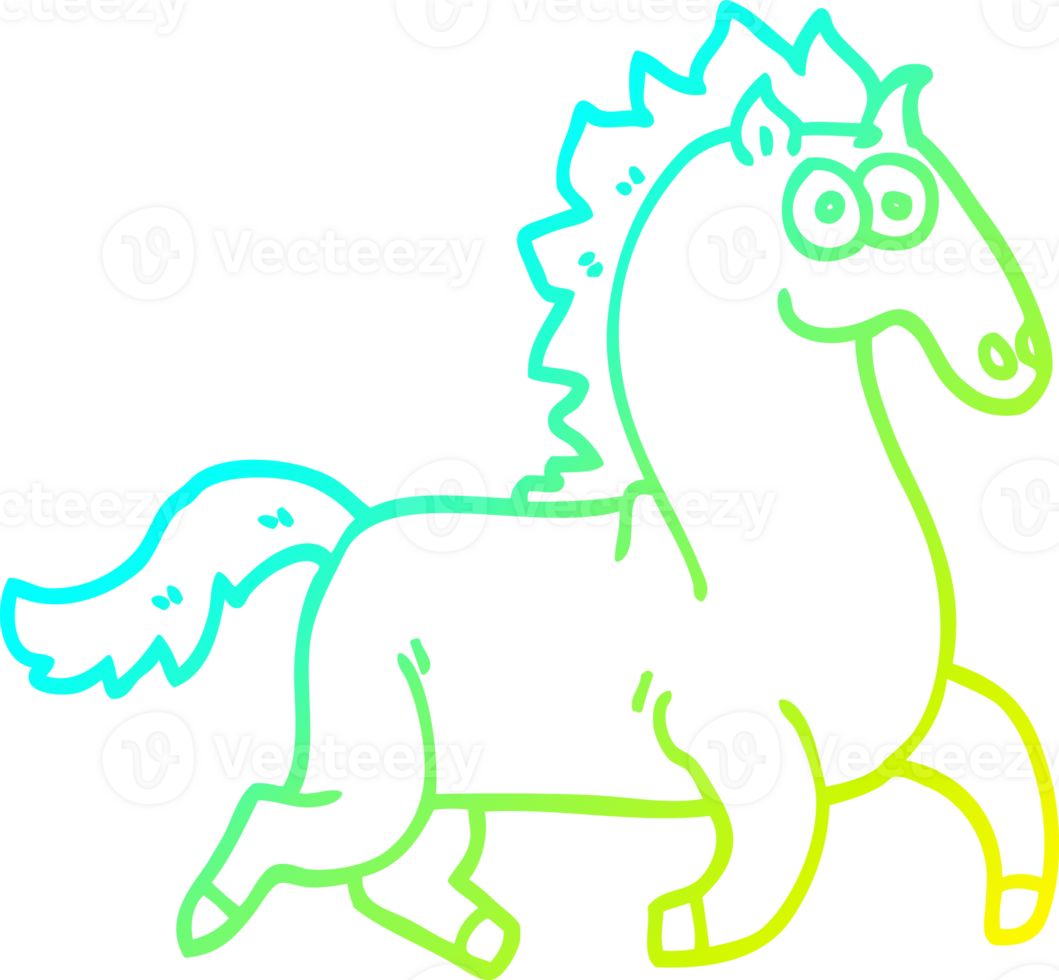 cold gradient line drawing of a cartoon magnificent stallion png