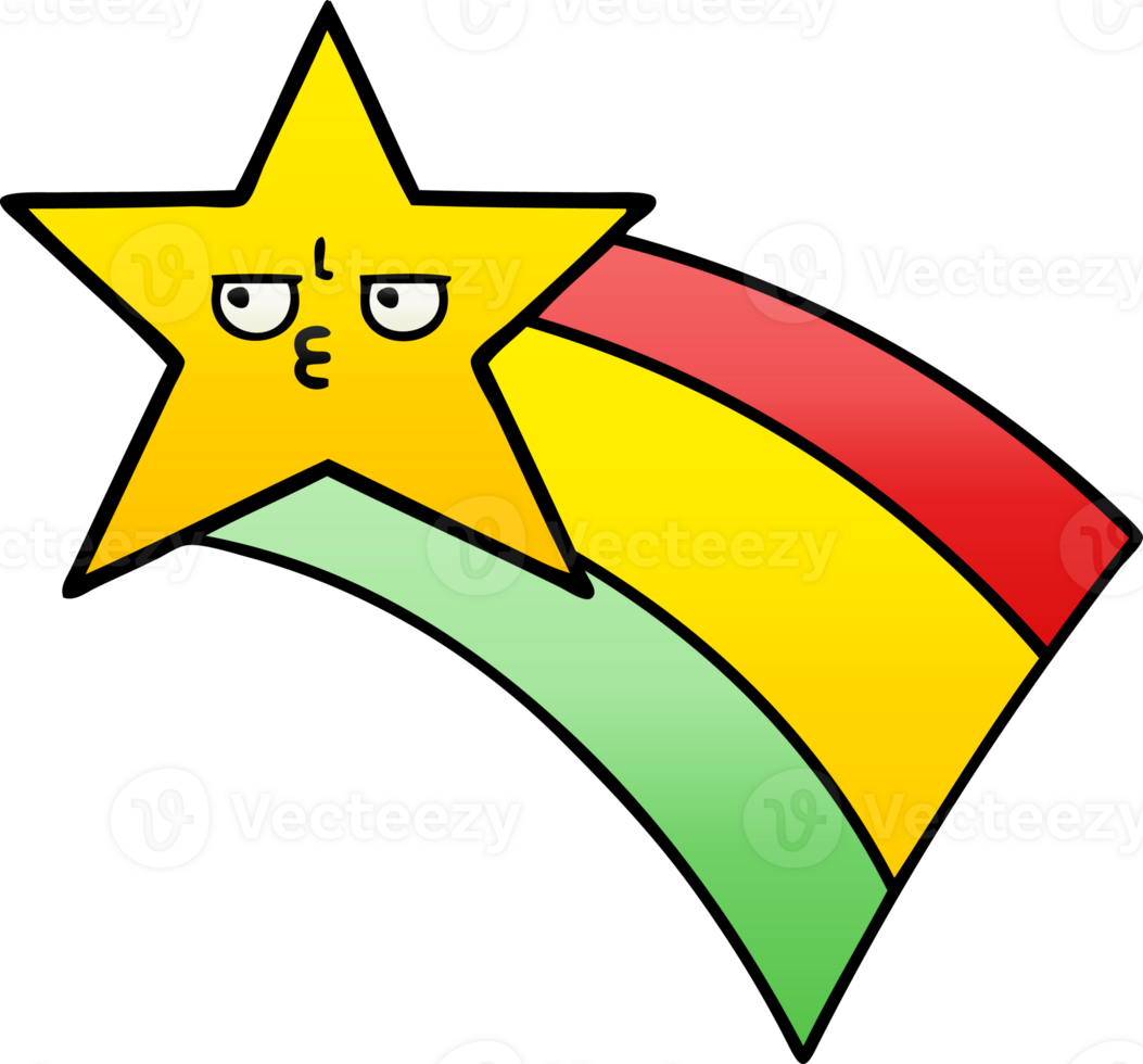 gradient shaded cartoon of a shooting rainbow star png