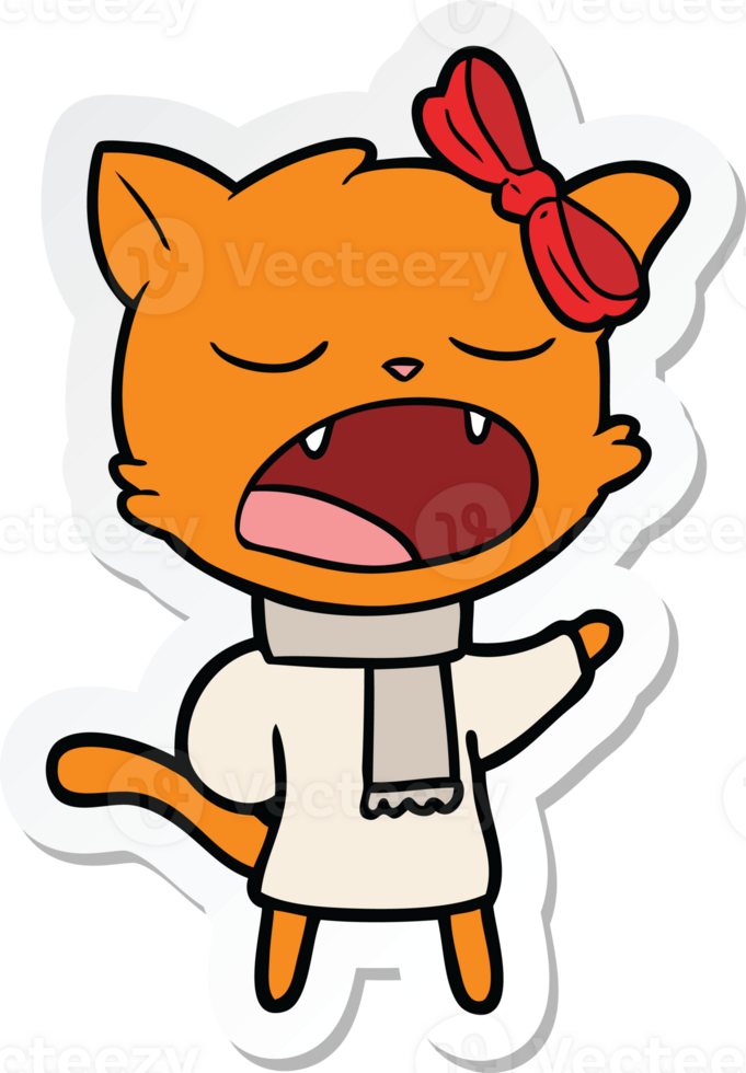 sticker of a cartoon cat in winter clothes png